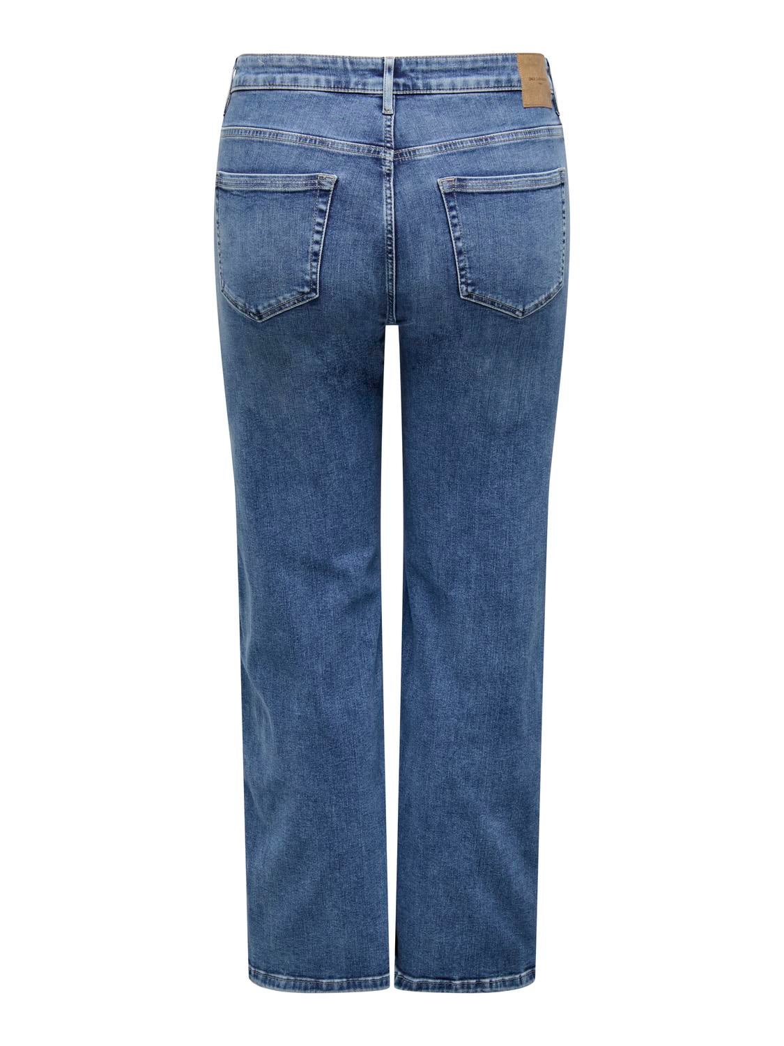 CARRADISON Hohe Taille Weiter Beinschnitt Jeans Medium Blue Denim