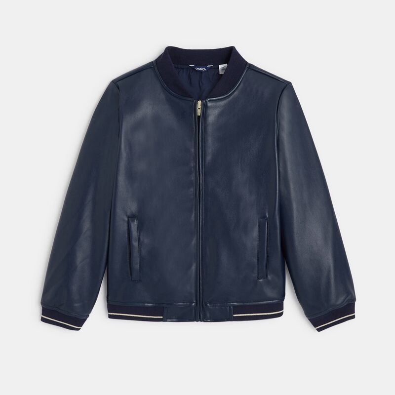 Blouson en faux cuir bleu fille