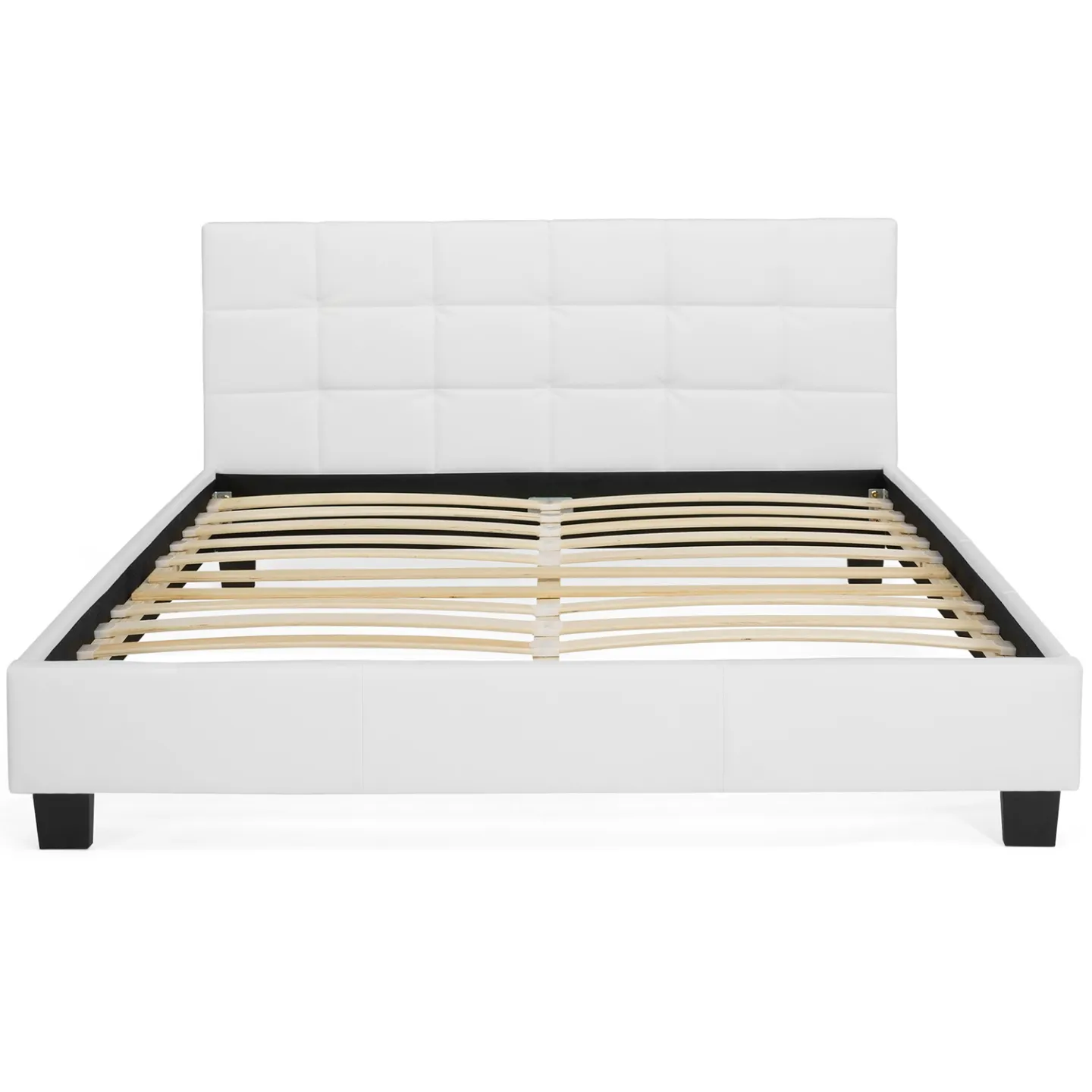 Lit double CHARLOTTE avec tête de lit et sommier 160 x 200 cm PVC blanc