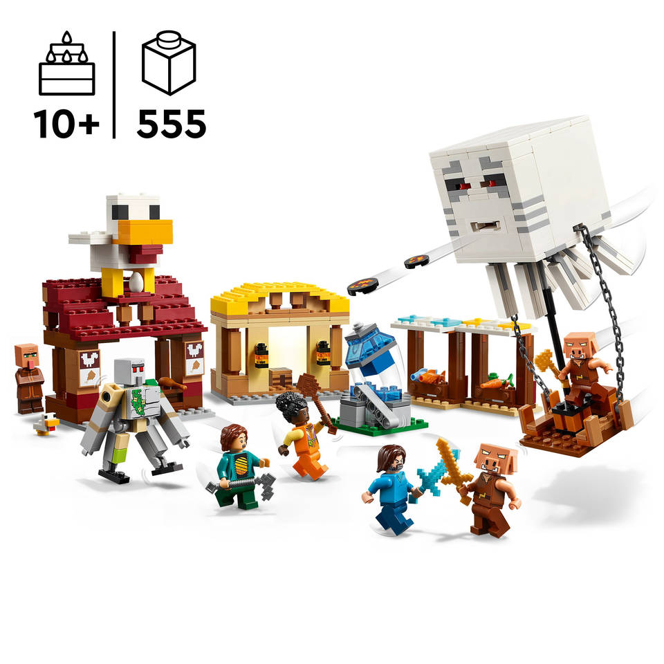 LEGO Minecraft de Ghast-Ballon aanval op het dorp 21273
