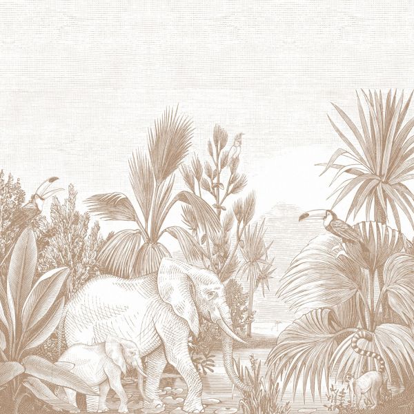 Estahome Jungle Motief Fotobehang  - 3 x 2,79 m - Beige