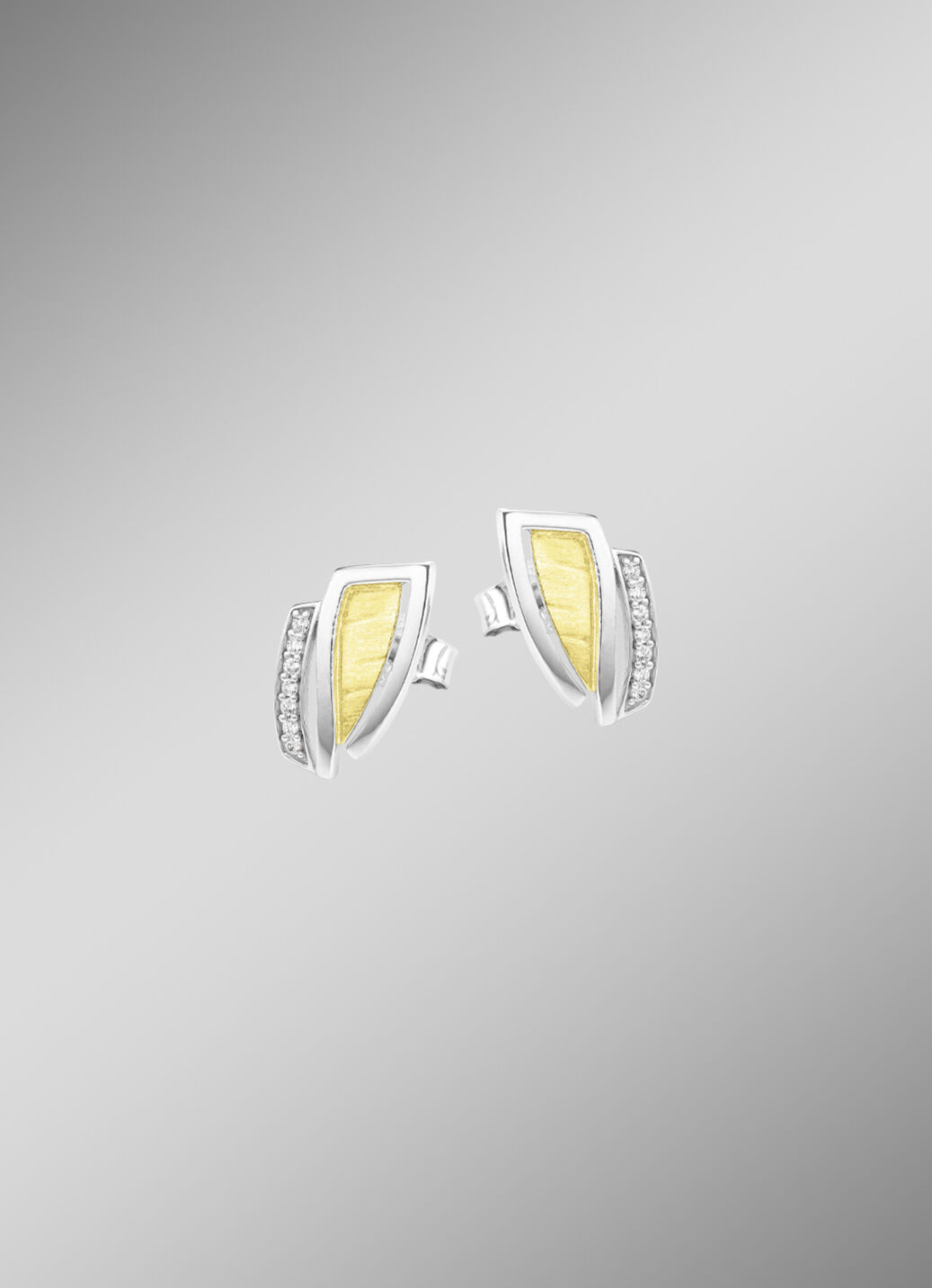 Moderne Ohrstecker in Bicolor mit Zirkonia