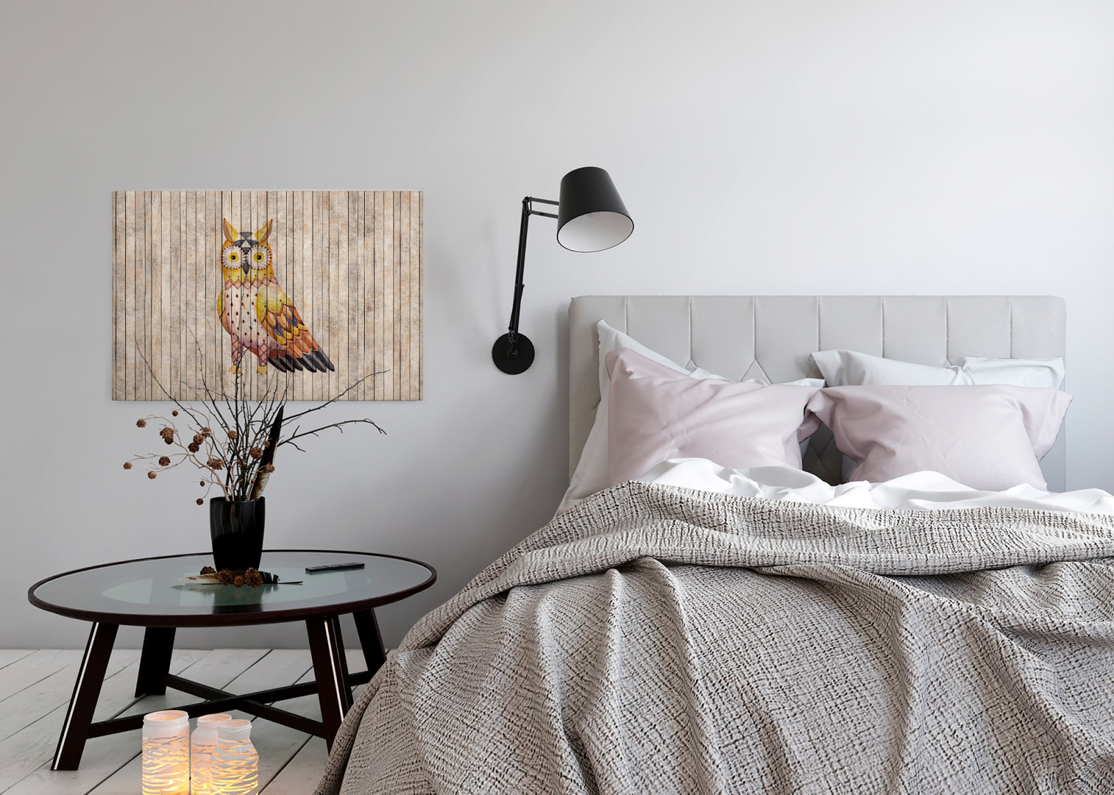 Leinwandbild EULE - braun-gelb - 90x60 cm