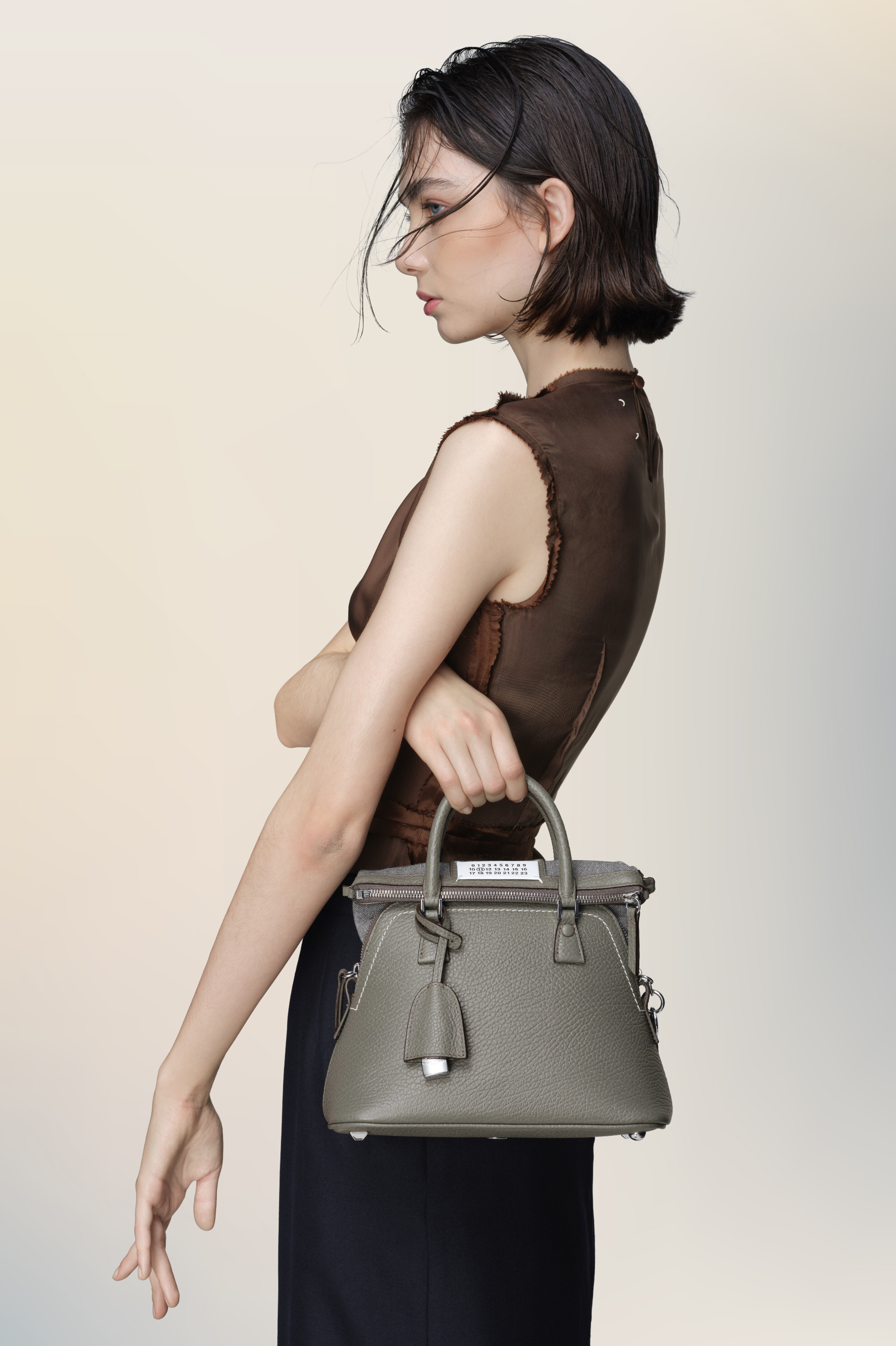 Sac à épaule 5AC Classique Mini gris Gris caillou