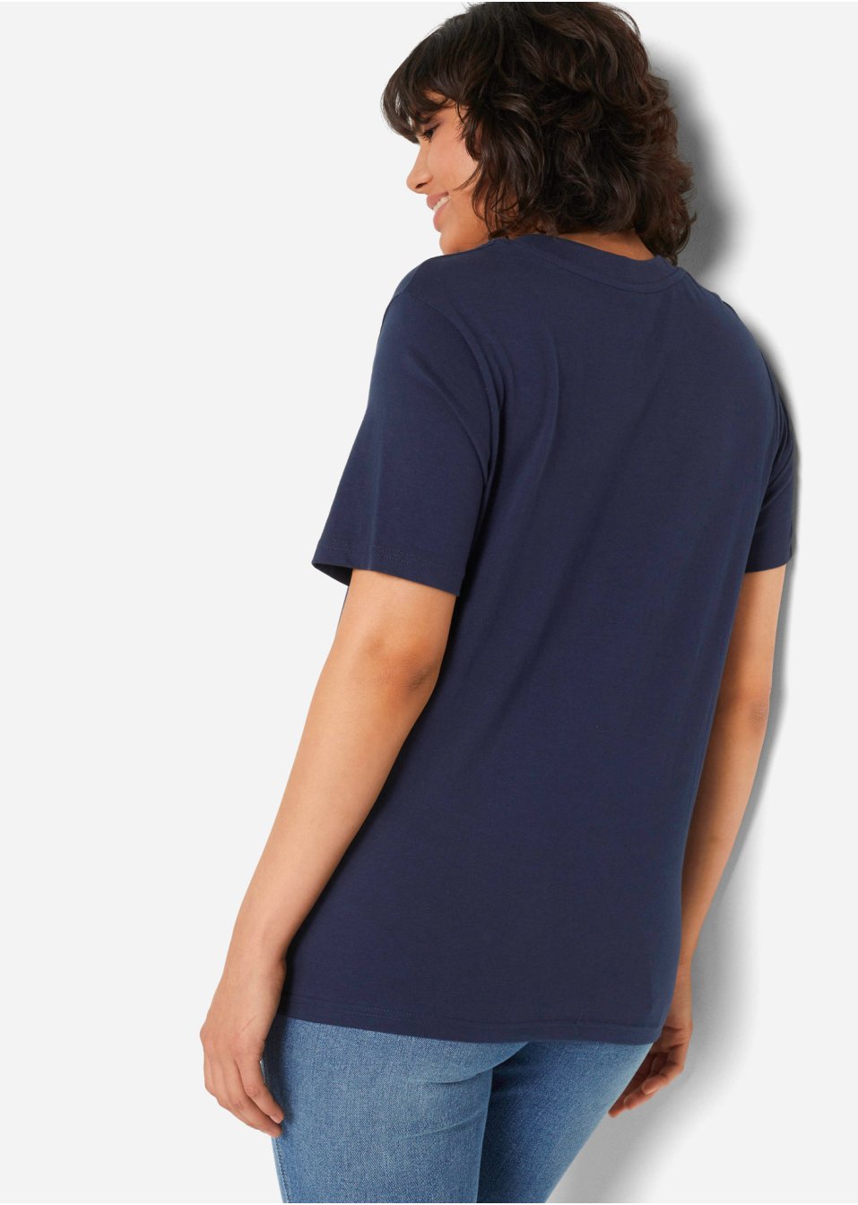 Lot de 5 T-shirts longs amples col en V, manches courtes