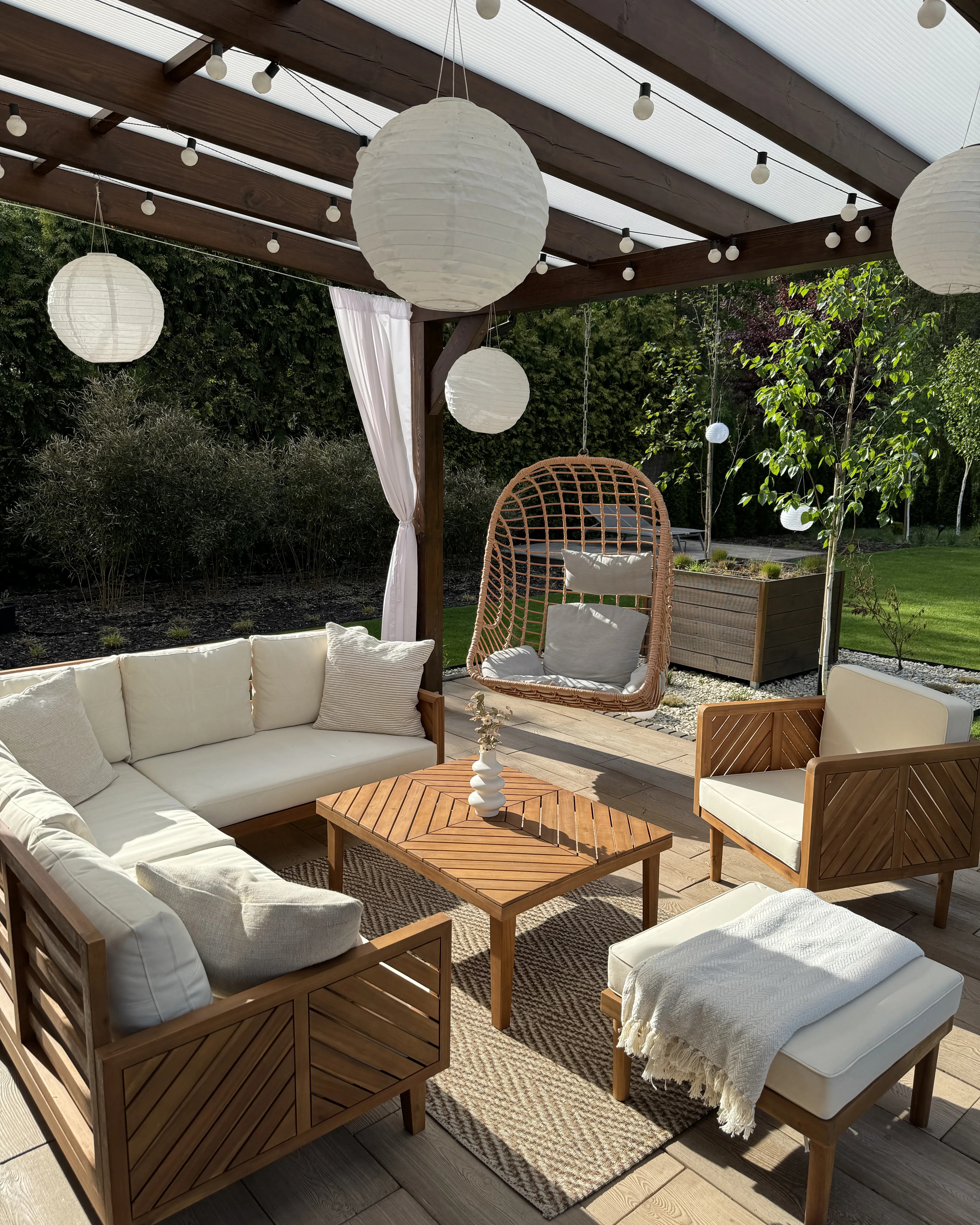 Tuin hoekloungeset met tafel 4-zits BARATTI linkszijdig Acaciahout Bruin