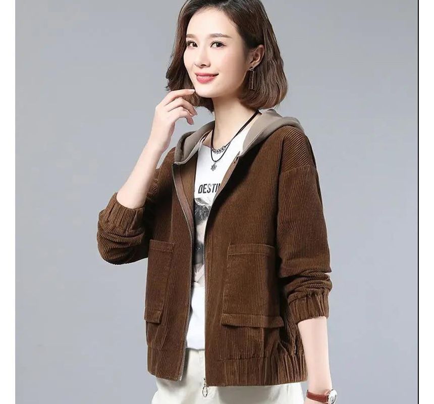 Everose - Corduroy jack met capuchon en rits