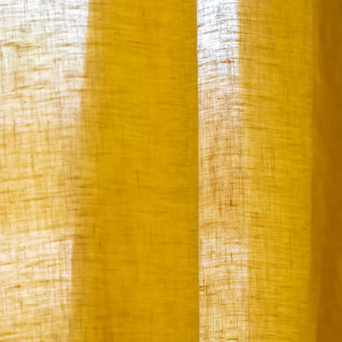 Rideau lin lavé ajustable (140 x max 270 cm) Louise Jaune moutarde