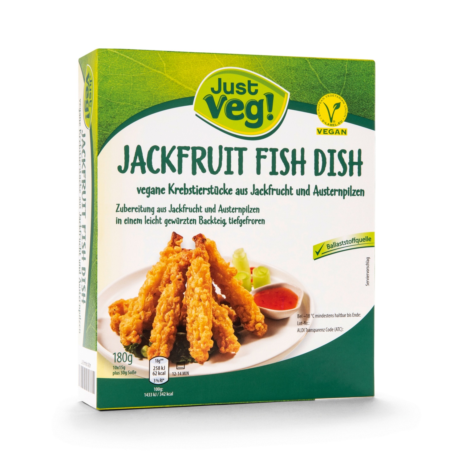 JUST VEG! Jackfruit Fish Dish, Garnelen Chilli-Sauce 180 g​​​​​​​