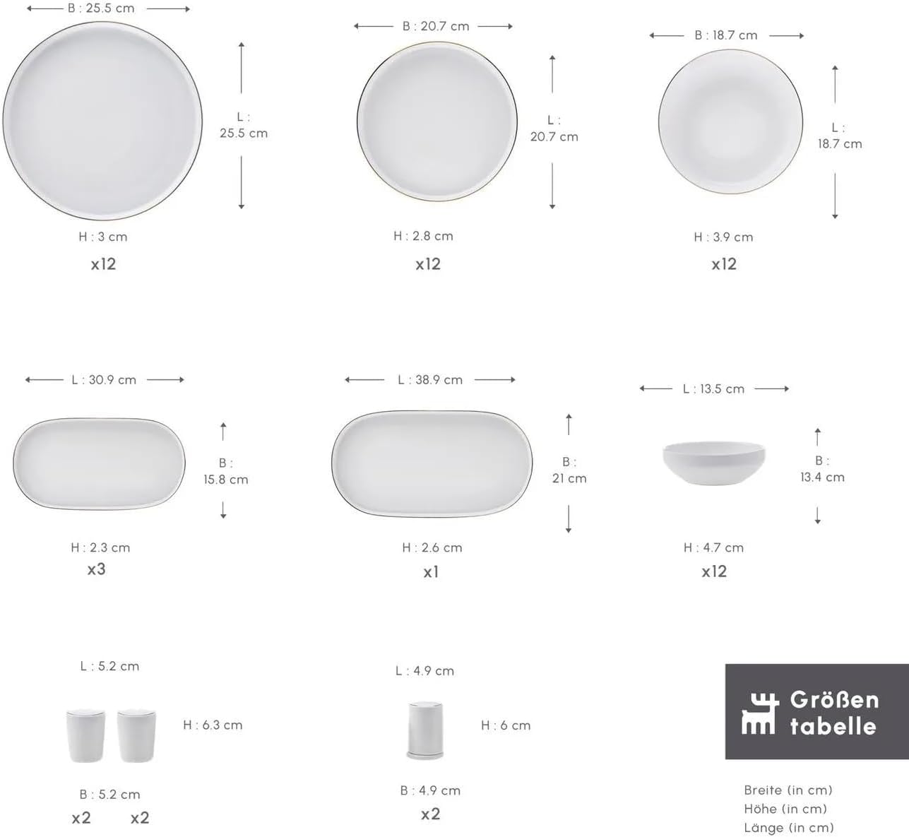 Karaca New Saturn Gold 59-Teiliges Streamline Porzellan Geschirrset für 12 Personen Set-Porzellan Geschirr set Servierteller aus Porzellan,Neuer Knochen