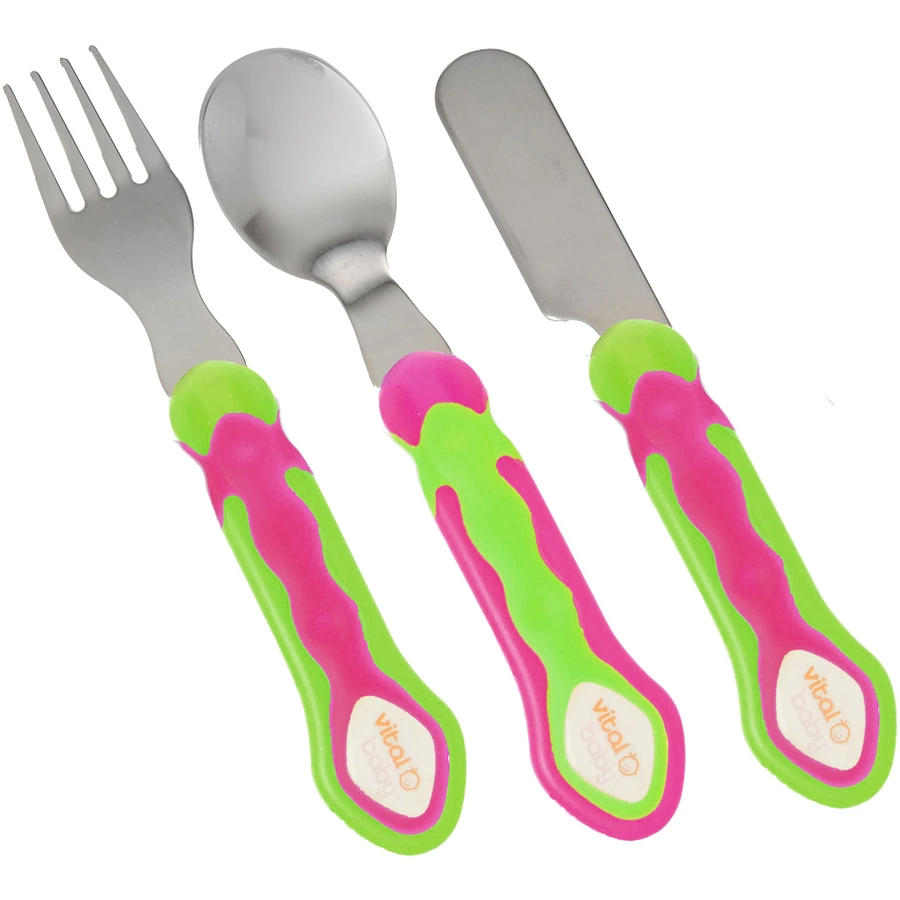 vital baby Kinder Besteckset 3-teilig in pinkgrün