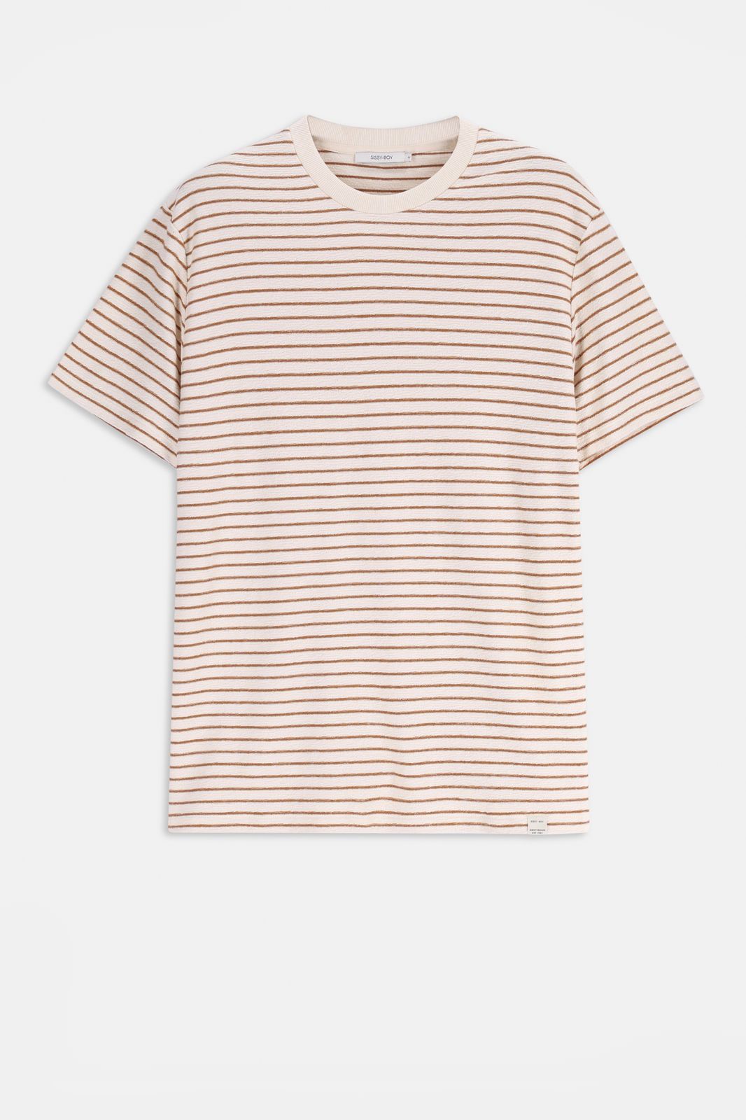 Wit T-shirt met lichtbruine strepen