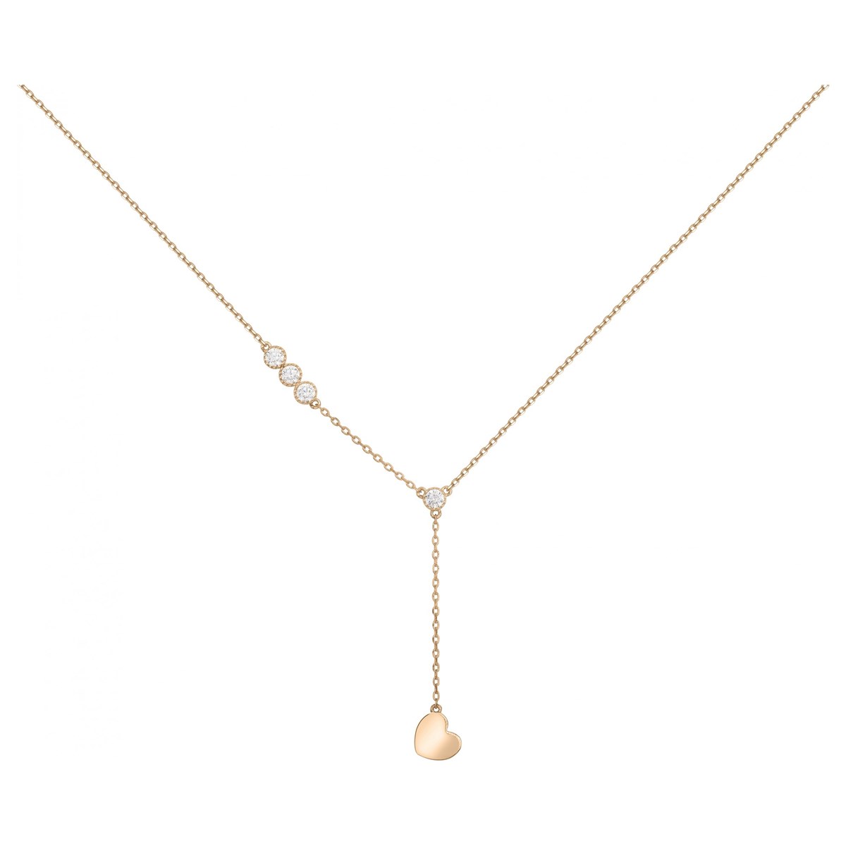 Collier Y en Plaqué Or avec oxyde de zirconium blanc