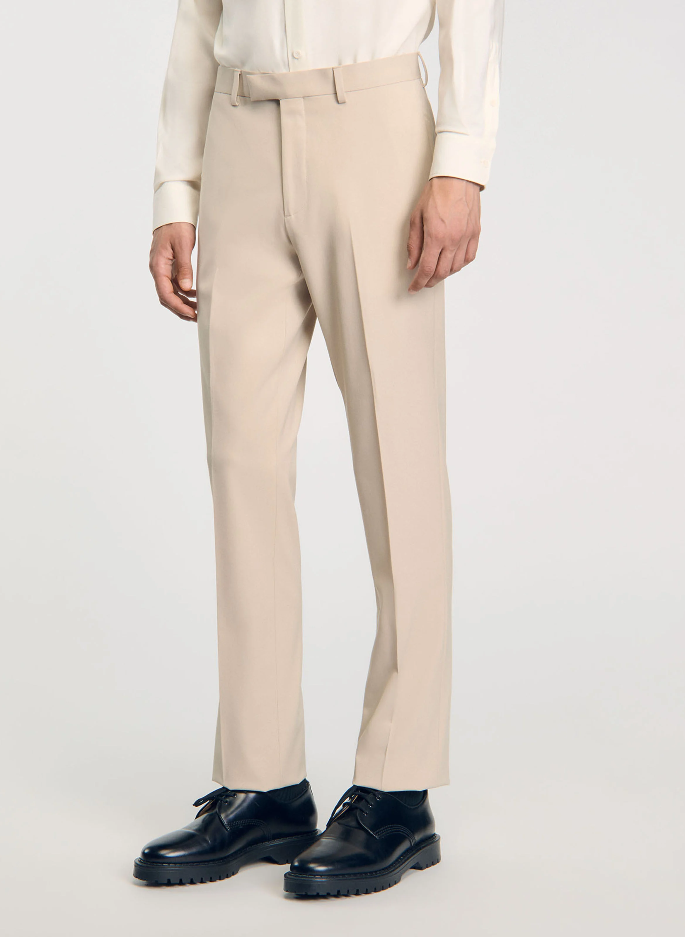 Pantalon de costume en laine mélangée | Beige