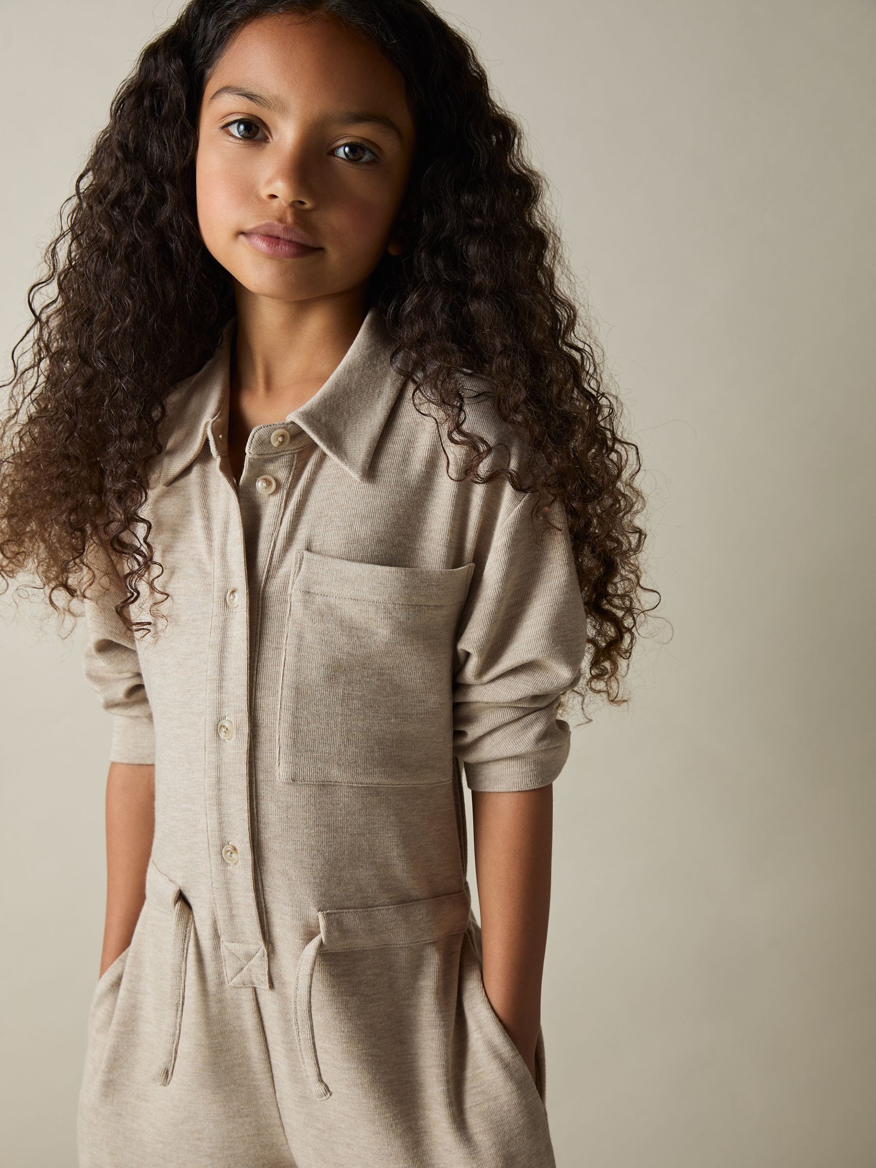 Reiss Rita jersey mélange boilersuit met trekkoord
