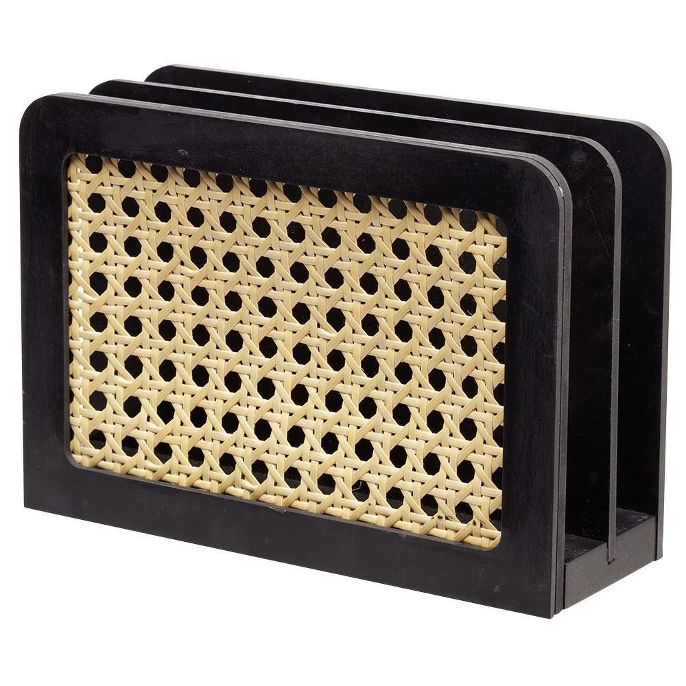 Range courrier cannage rotin naturel noir