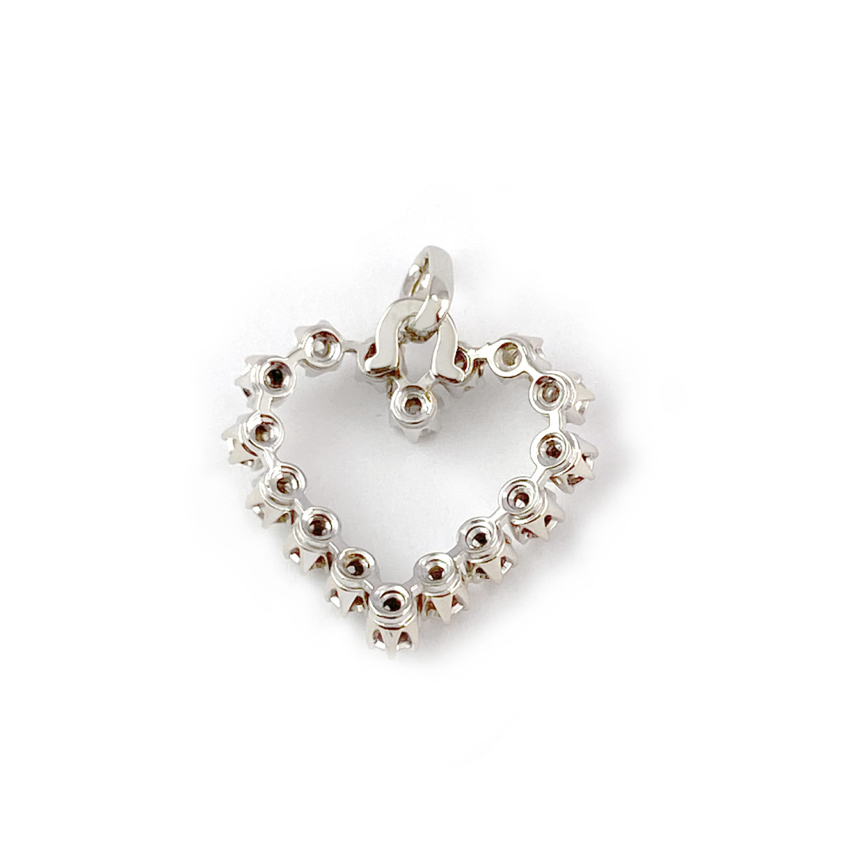Pendentif coeur d'occasion or 750 blanc diamants