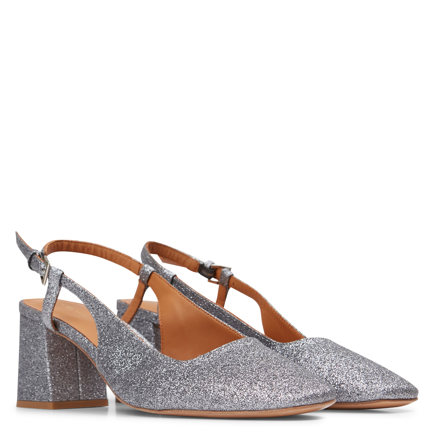 SLINGBACK 617 - Sandales à talon en cuir verni | Argent