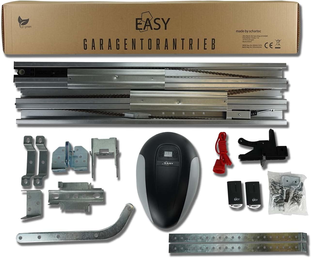 Garagentorantrieb Easy 800 V2 Inkl. Schiene und 2 Stk. Handsender - Torantrieb - Garagentoröffner - elektrischer Garagentor Antrieb Kette - Garagentor Motor Kettenantrieb