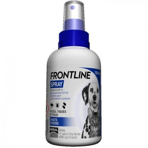 Spray antiparasitário Frontline para cães e gatos.