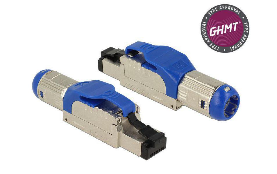 Stecker RJ45 Cat.8 Feldkonfektion, 1 Stück, AWG23-26Delock RJ45 Stecker feldkonfektionierbar Cat.8.1 Metall