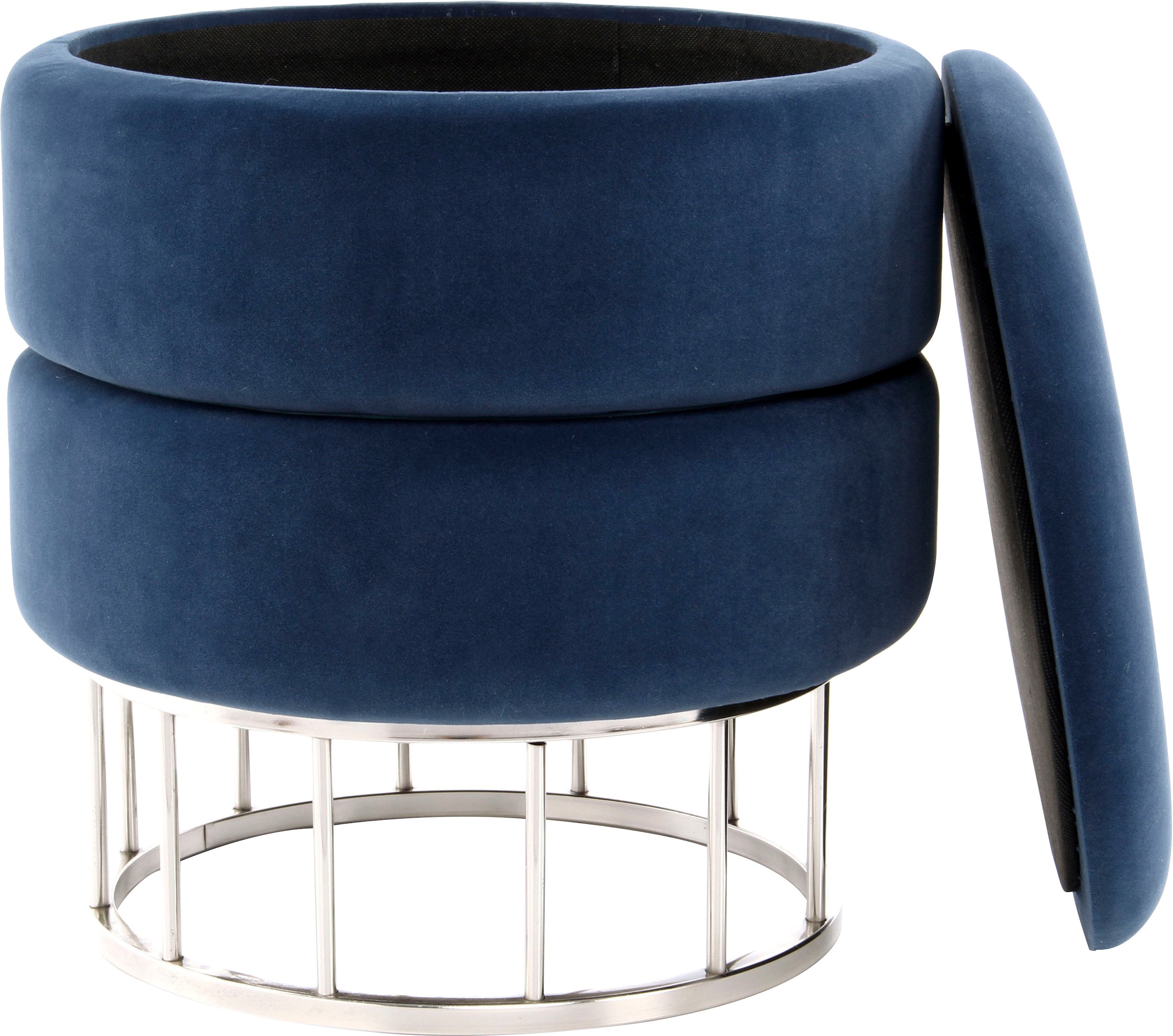 Kayoom Stauraumhocker »Hocker Zero 525, Sitzhocker mit Komfort,runde, moderne Form« 1 Stk. tlg. glamourös, elegant, mit Stauraum, Bezug aus samtweichem Stoff