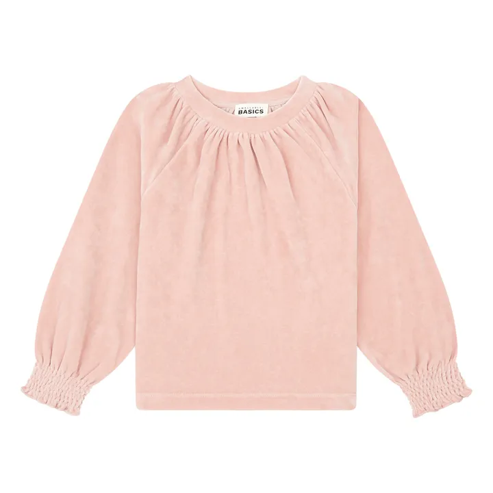 SMALLABLE BASICS Sweat Fille Col Rond en Velours | Rose poudré