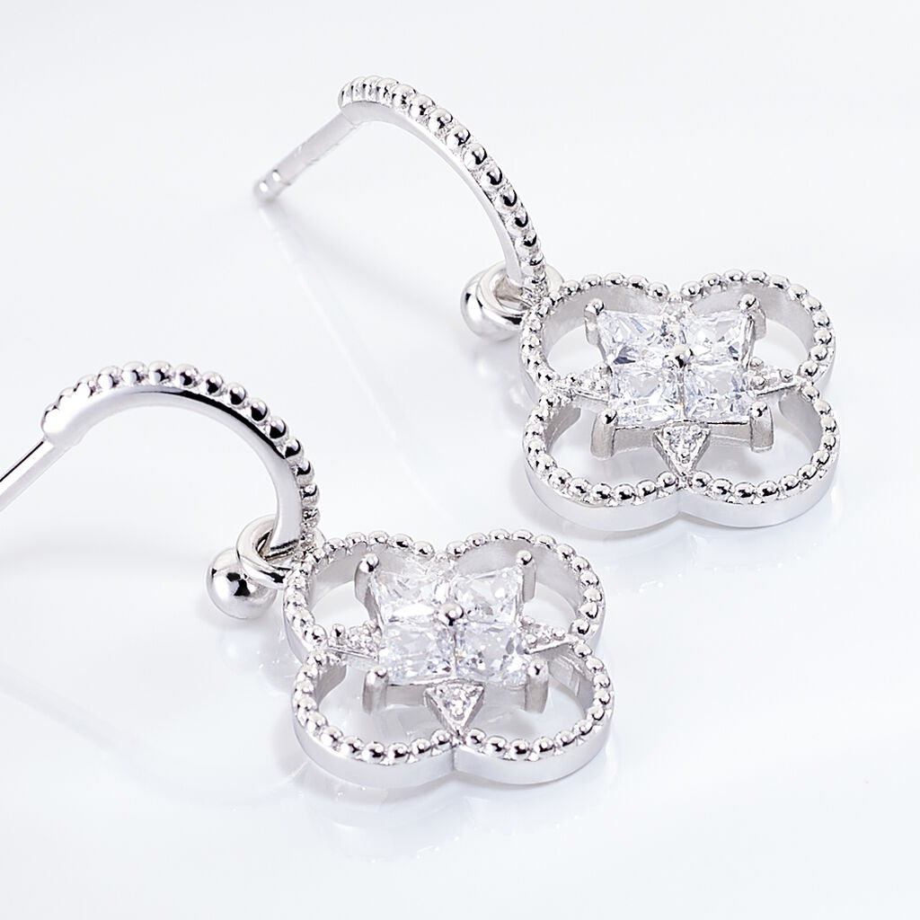 Boucles D'oreilles Pendantes Laetizia Fleur Argent Oxyde De Zirconium
