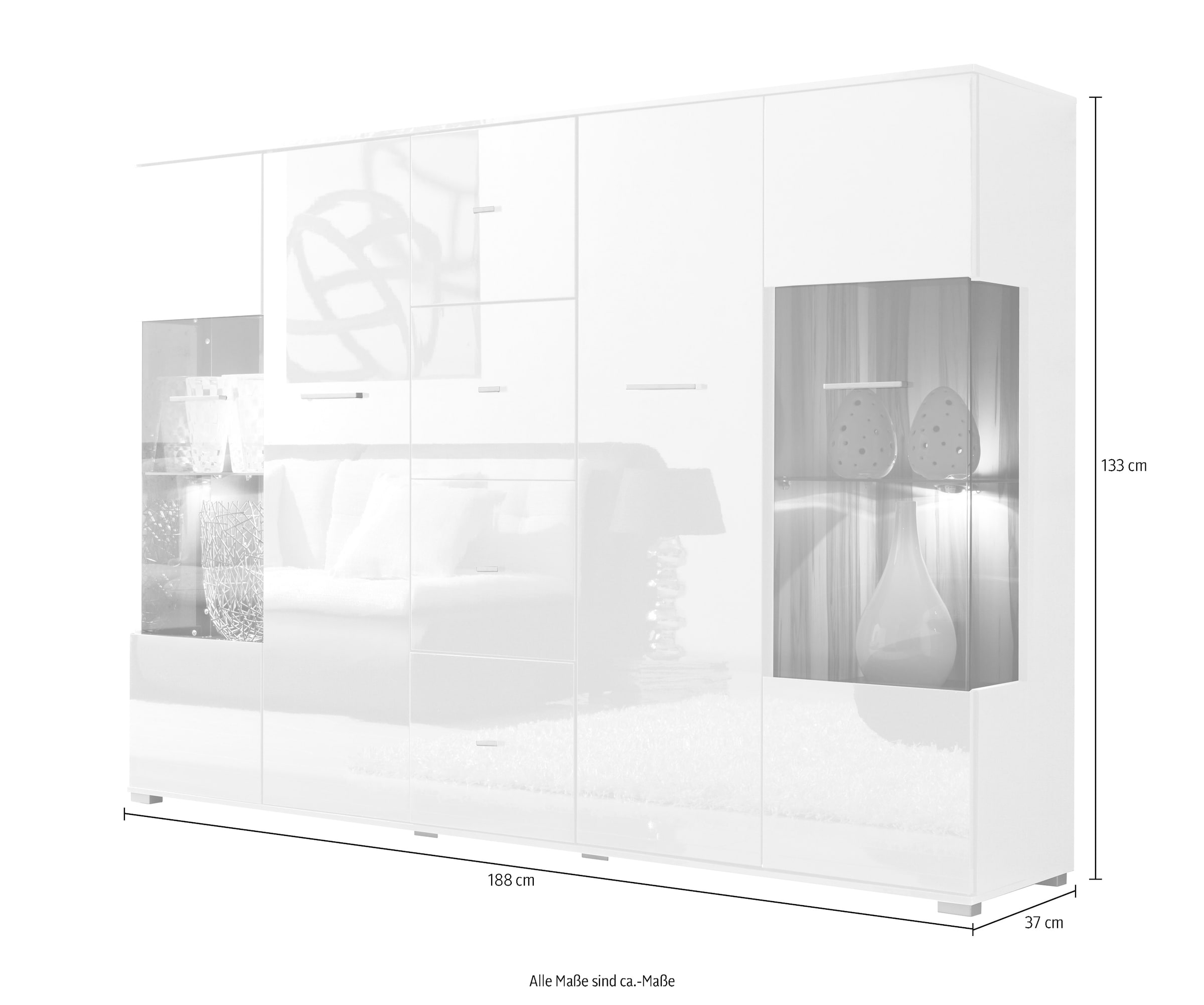 Höltkemeyer Highboard »STYLE« Breite 188 cm, ohne Beleuchtung