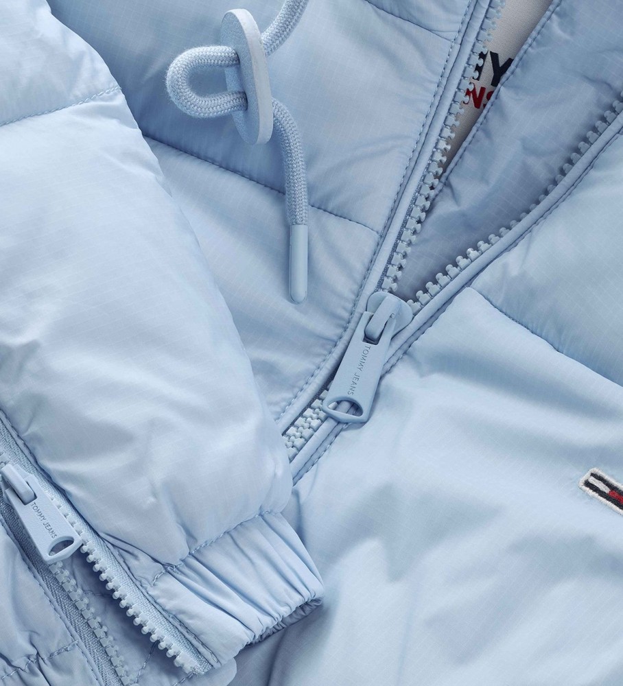 Jaqueta puffer com capuz Tommy Jeans, azul