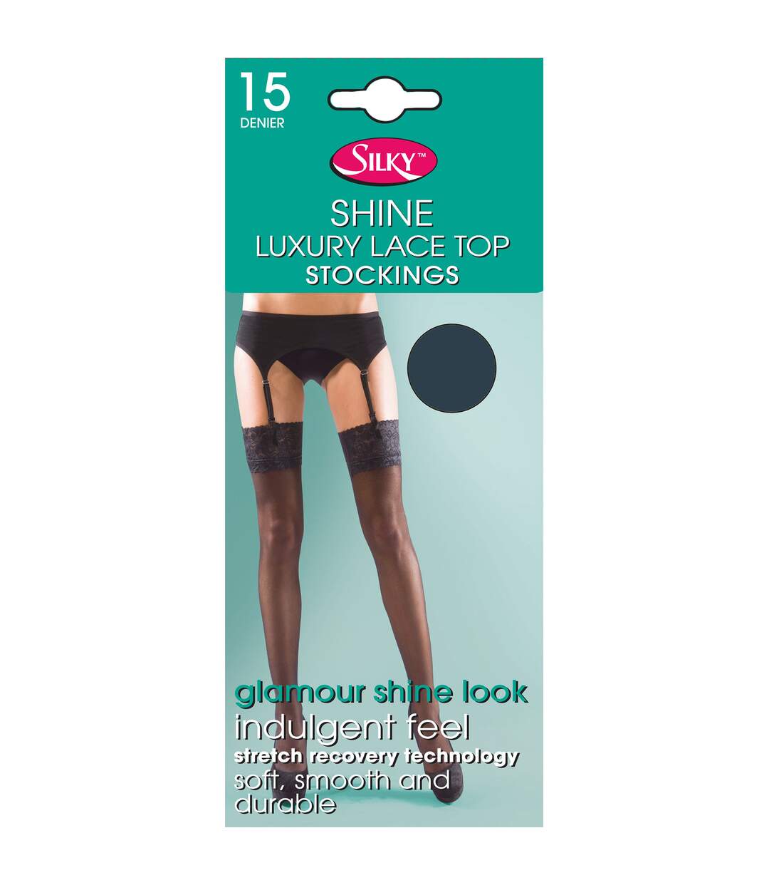 Silky Shine - Bas satinés pour porte-jarretelles (1 paire) - Femme (Bleu marine) - UTLW257