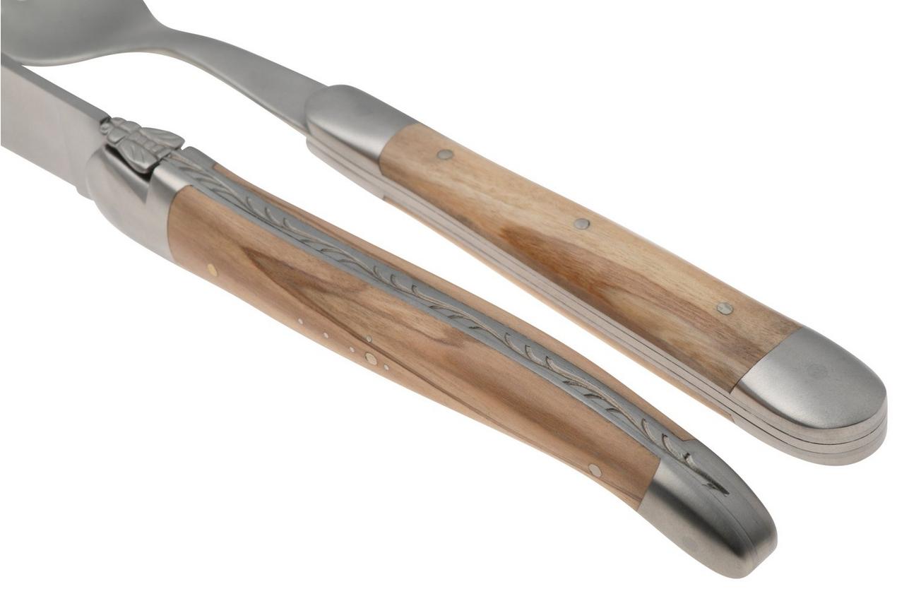 Forge de Laguiole Knife and Fork TF2MINOL Olive Wood, 2-delige bestekset, gematteerd