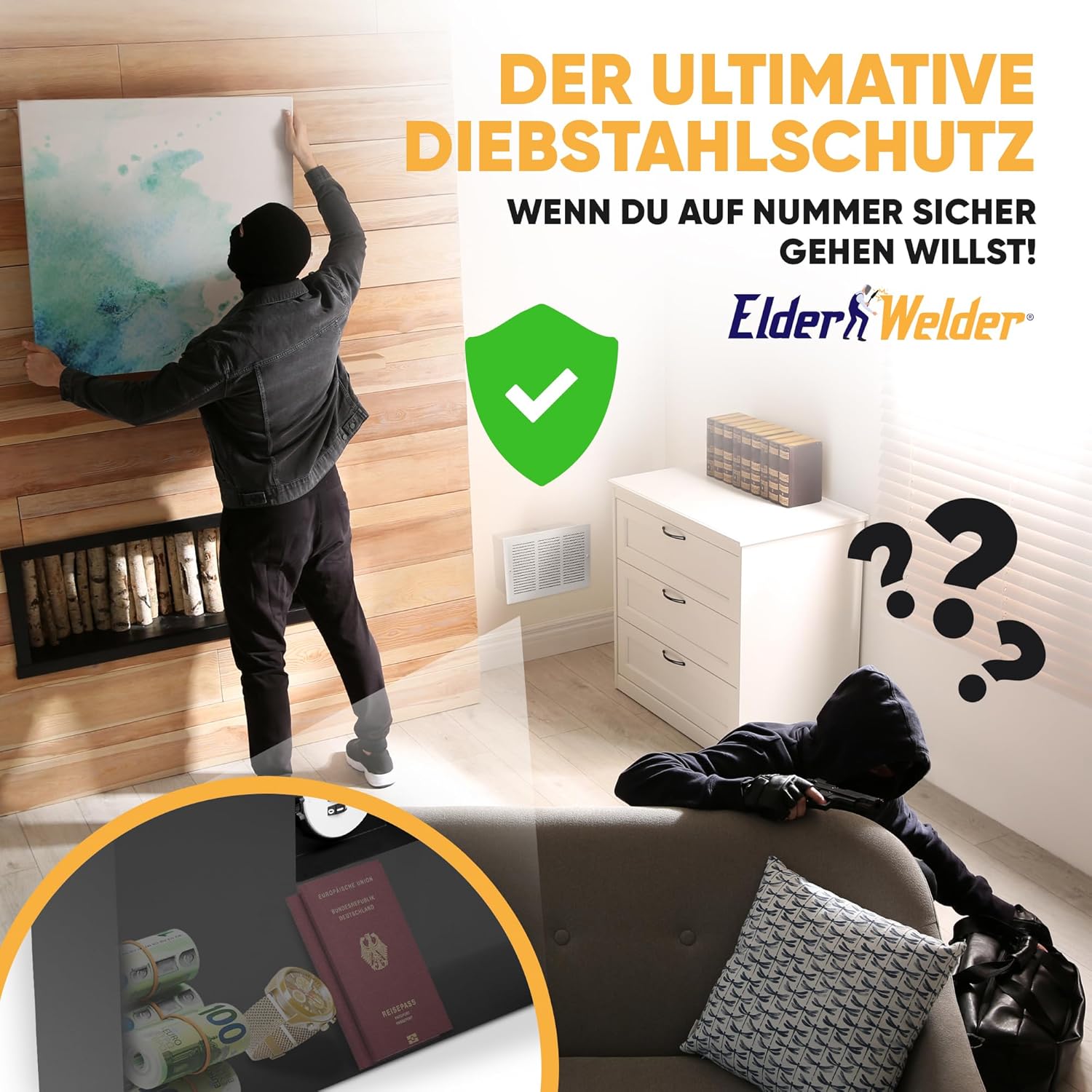 Elder Welder® Lüftungsgitter Safe Tresor mit verstecktem Zahlenschloss | Wandtresor zum Einmauern | Versteckter Wandsafe als Geheimfach | Einbautresor für Geldversteck Geheimversteck | Tresor Versteck