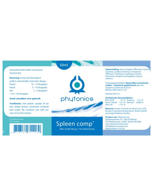 Phytonics Spleen Comp - Supplement - Wervels - 50 ml Hond\/Kat\/Paard