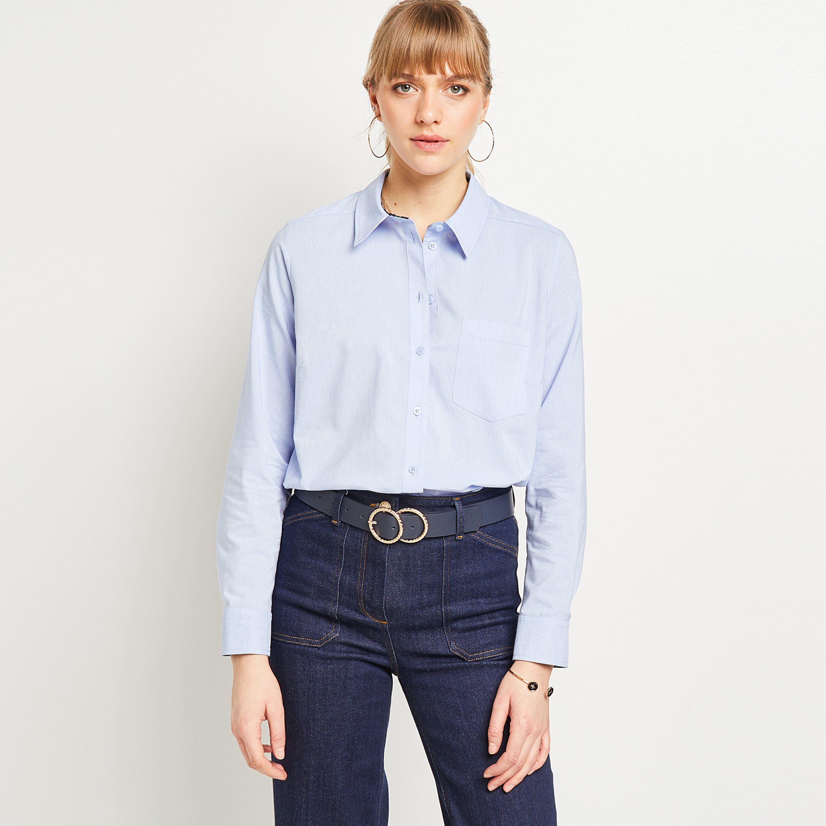 Chemise oversize femme - BLEU CLAIR
