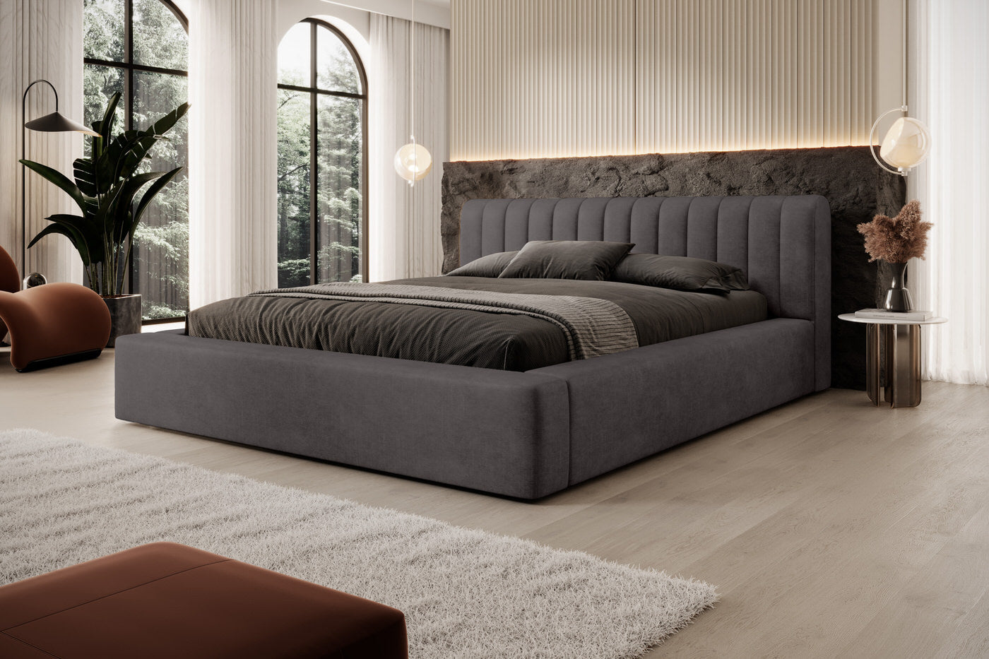 Trae Mobler Amira 180 x 200 cm Gestoffeerd Bed Antraciet
