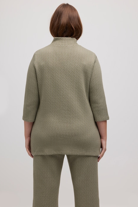 Sweatshirt, Jacquard, Stehkragen, 3/4-Arm, Biobaumwolle