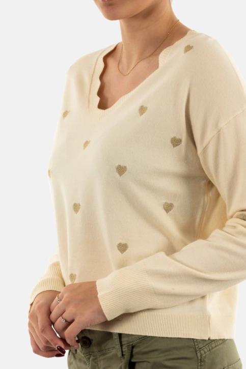Pull leger only tiba birch light gold embroidery