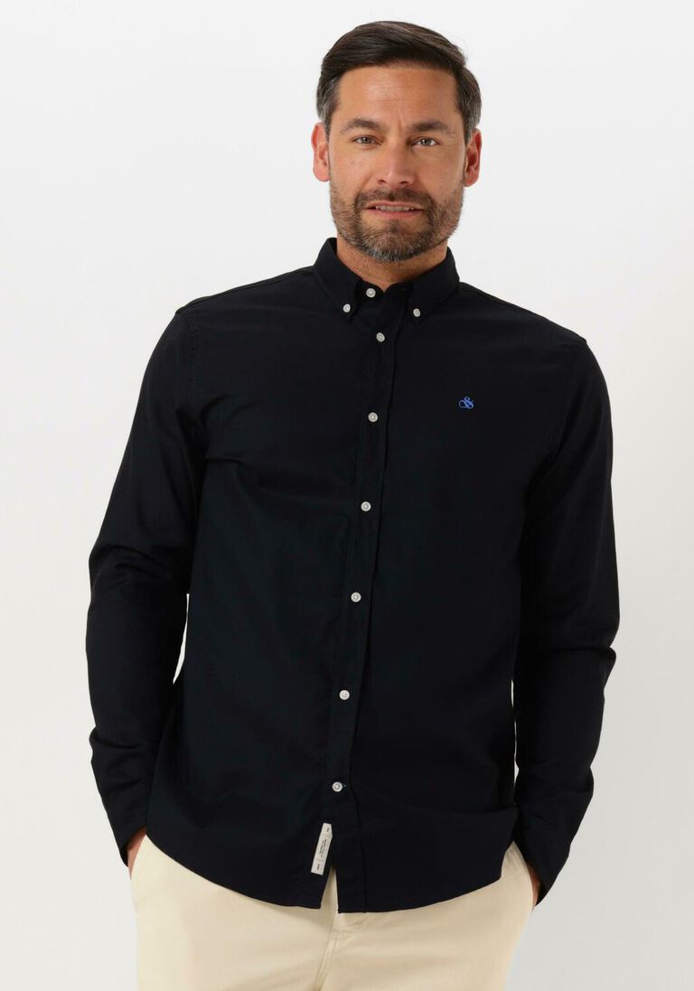 SCOTCH & SODA donkerblauwe scotch & soda casual overhemd essentials - organic oxford regular fit shirt