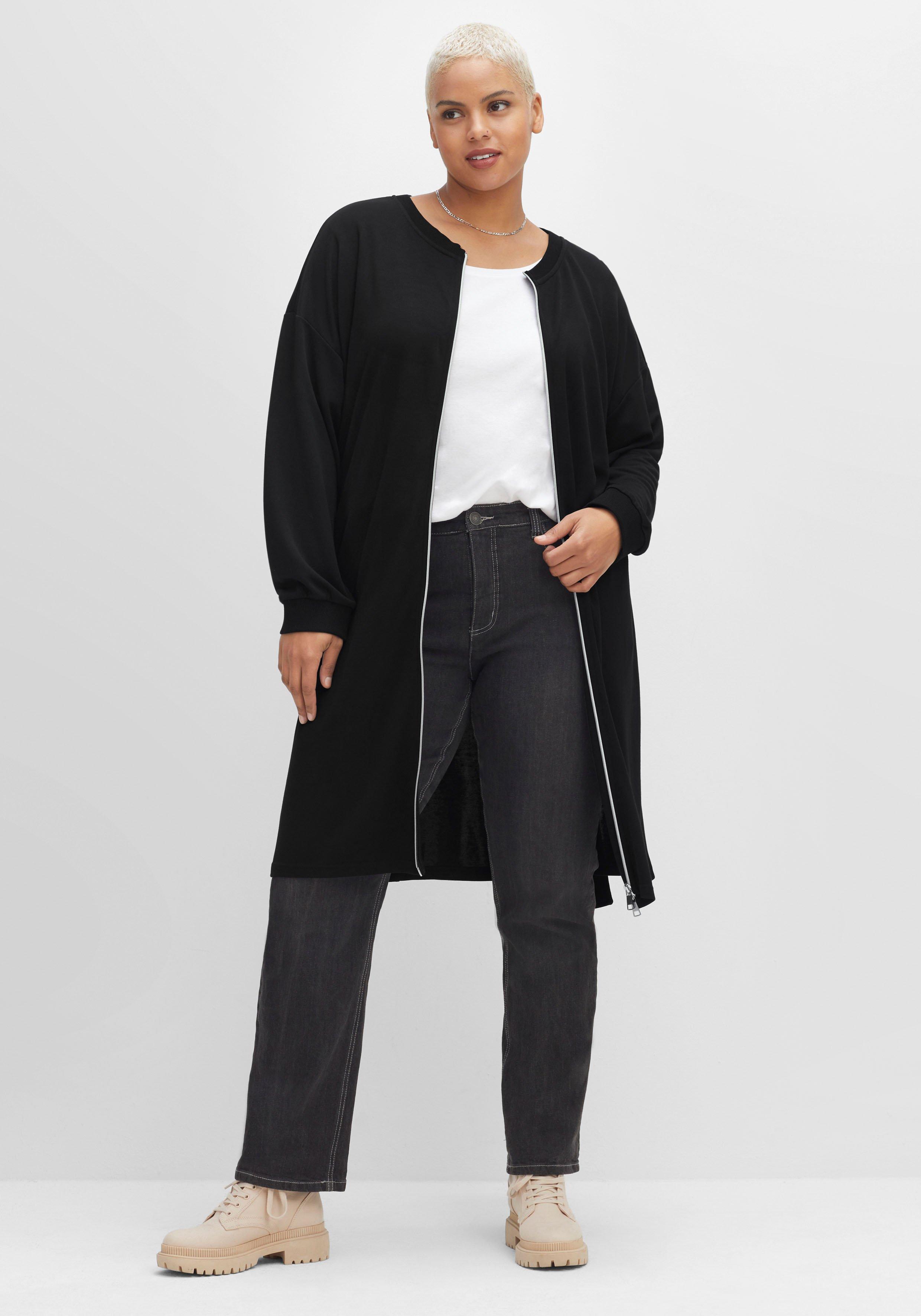 Shirtjacke in Longform mit dekorativem Gürtel