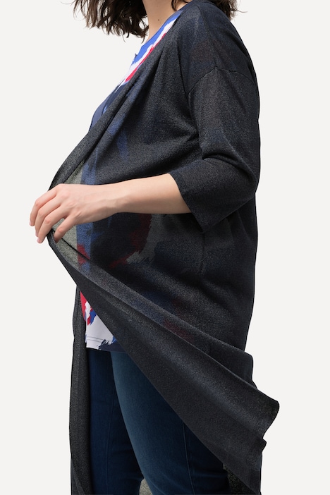 Strickjacke, Glitter, offene Form, V-Ausschnitt
