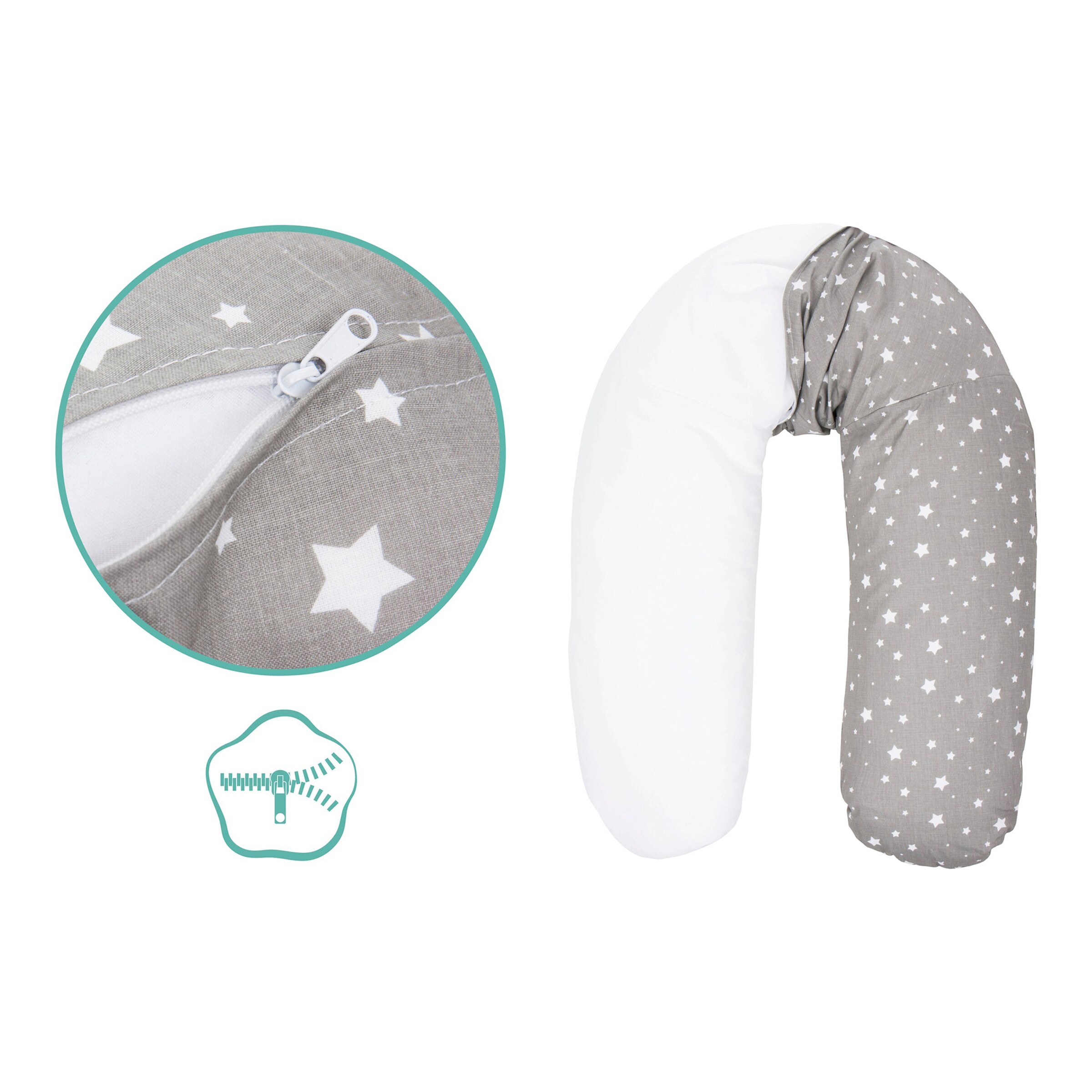 Fillikid Stillkissen 190cm Sterne grau