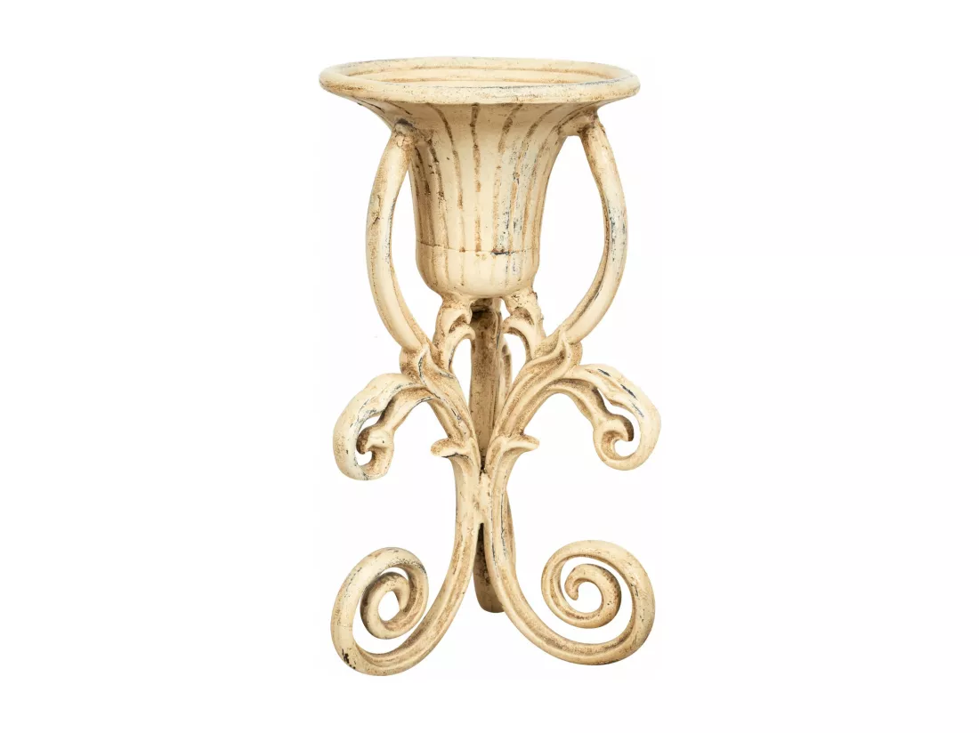 BISCOTTINI Support de Plantes - Fonte avec Finition Antique - Porte-Fleurs - Intérieur et Extérieur - Jardinière - Jardin - Salon - Salle à Manger - Présentoir - Décoratif - 23x23x42 cm