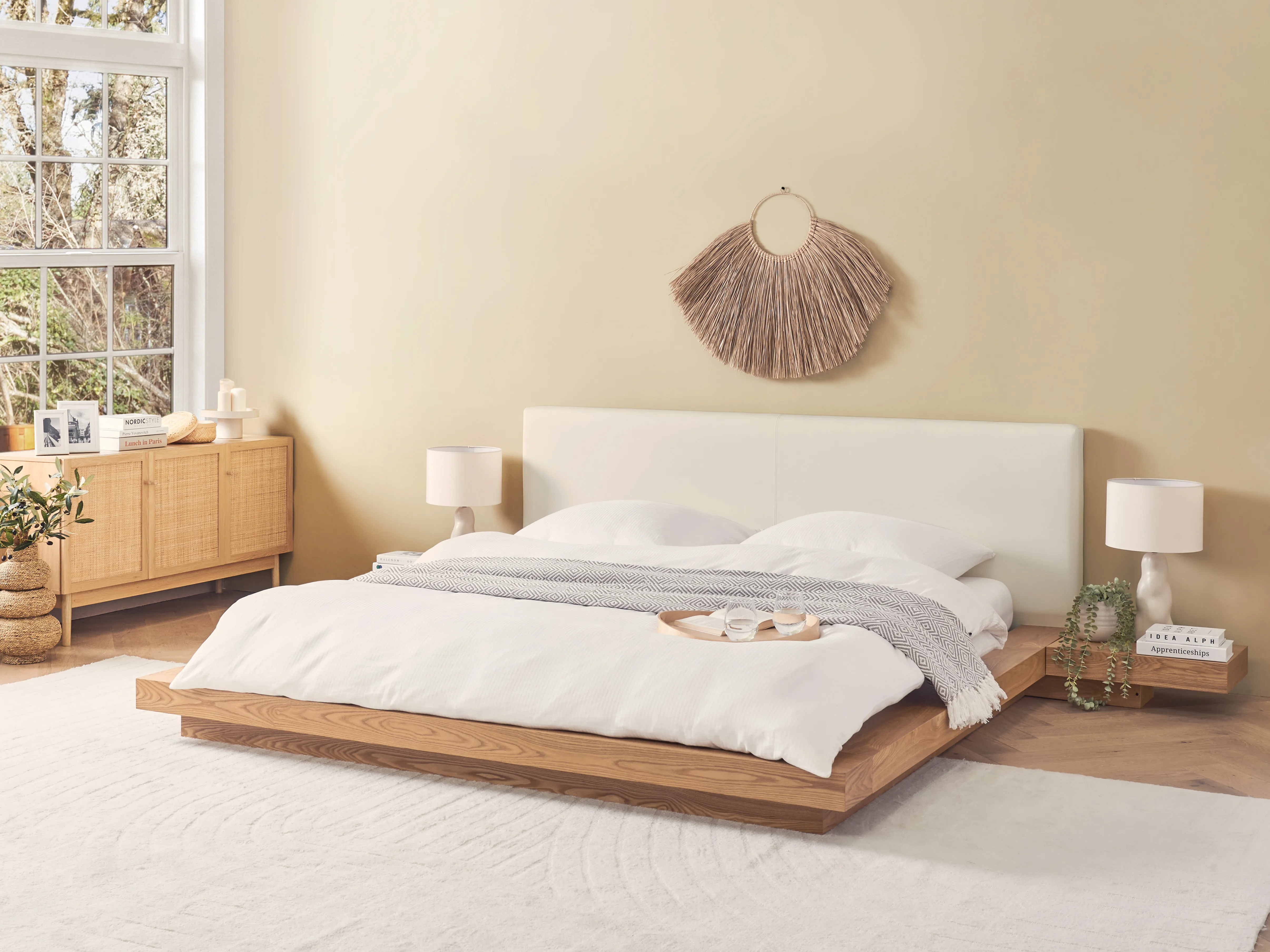 Waterbed Kunstleer ZEN 180 x 200 cm Natuurlijk essenhout
