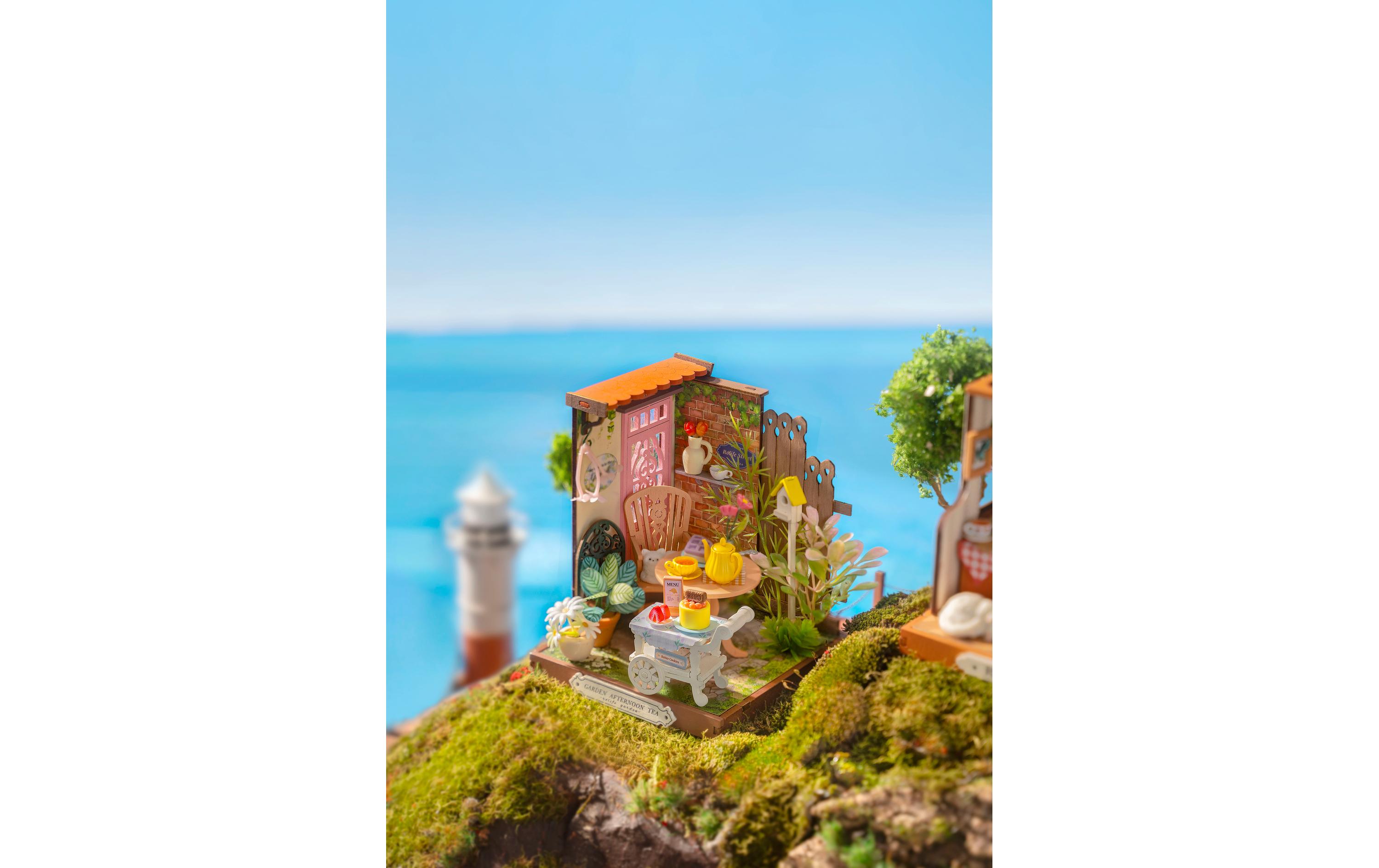 Bausatz Eleganter Teegarten3D-Puzzle aus lasergeschnittenen Holzteilen