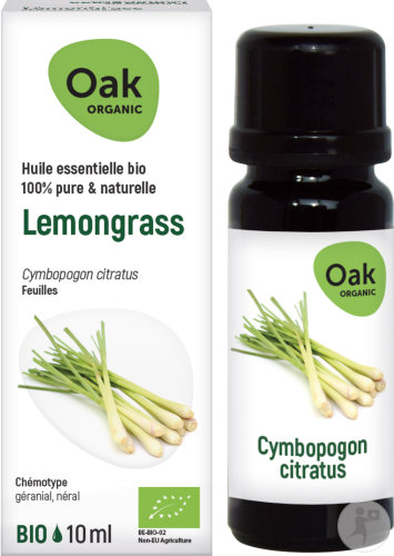 Oak Organic Lemongrass Huile Essentielle 100% Pure Et Naturelle Flacon 10ml