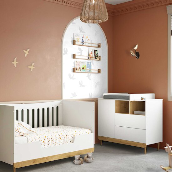 Scandinave Commode 1 porte + 2 tiroirs   Blanc        de               CBA Meubles