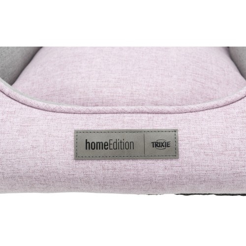 Cama de lona rosa e cinza Trixie para cães.