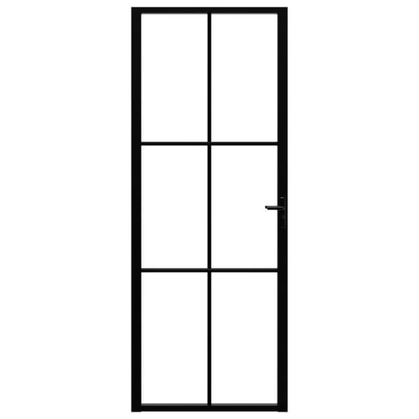vidaXL Innerdør ESG-glass og aluminium 76x201,5 cm svart