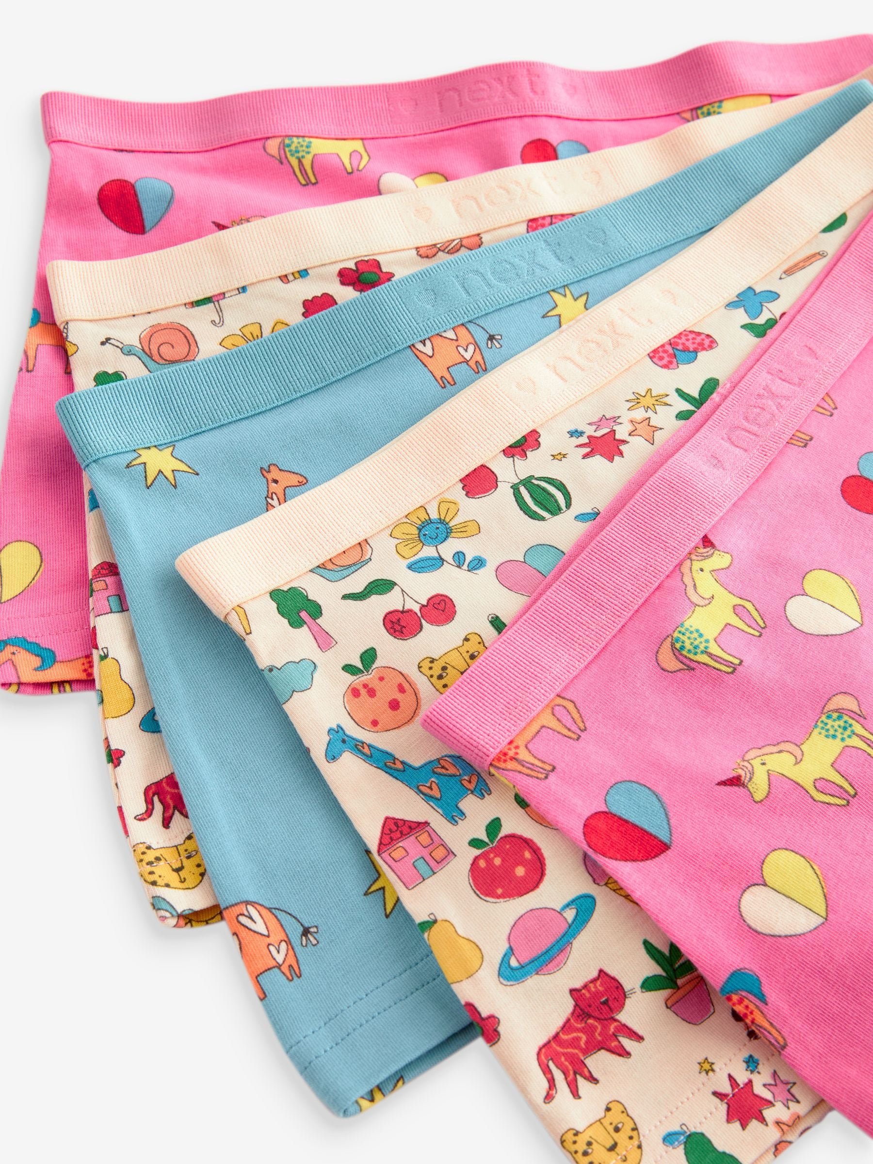 Roze/blauw - Short Briefs 5 Pack (2-16yrs)